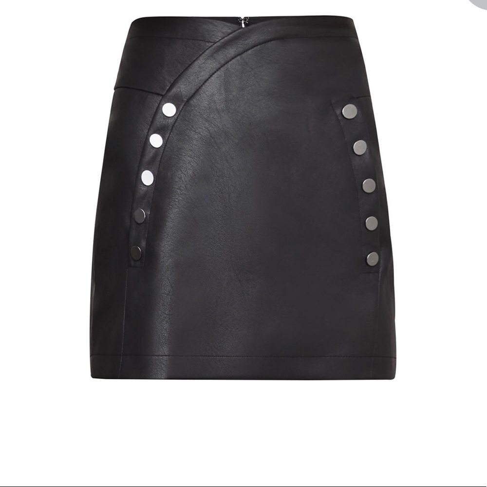 Bcbgmaxazria Pleather Button Front Miniskirt - image 3